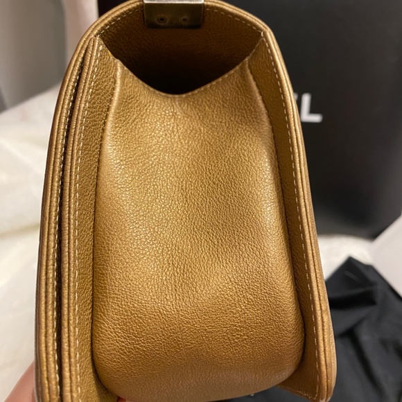 Authentic Chanel calfskin old medium boy in tan color - Picture 12 of 16